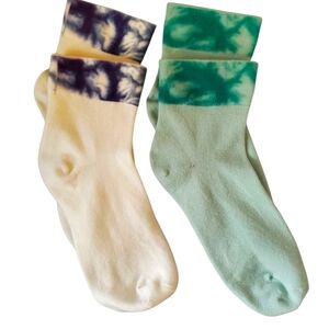 Tie-Dye Ankle Sock Set - Blue and Green